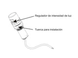 Sensor crepuscular que regula la luz natural (Daylight Regulation, DLR)  para luminarias equipadas con un driver led con entrada de regulación dimmer 1-10V. Reduce gradualmente el flujo de la luminaria cuando el nivel de iluminación sobre el plano de trabajo bajo el sensor está por encima del valor seleccionado. El sensor crepuscular se conecta directamente a la entrada 1-10V del driver led, no necesita de alimentación externa. Es posible regular de forma manual la apertura de luz del sensor a los valores r