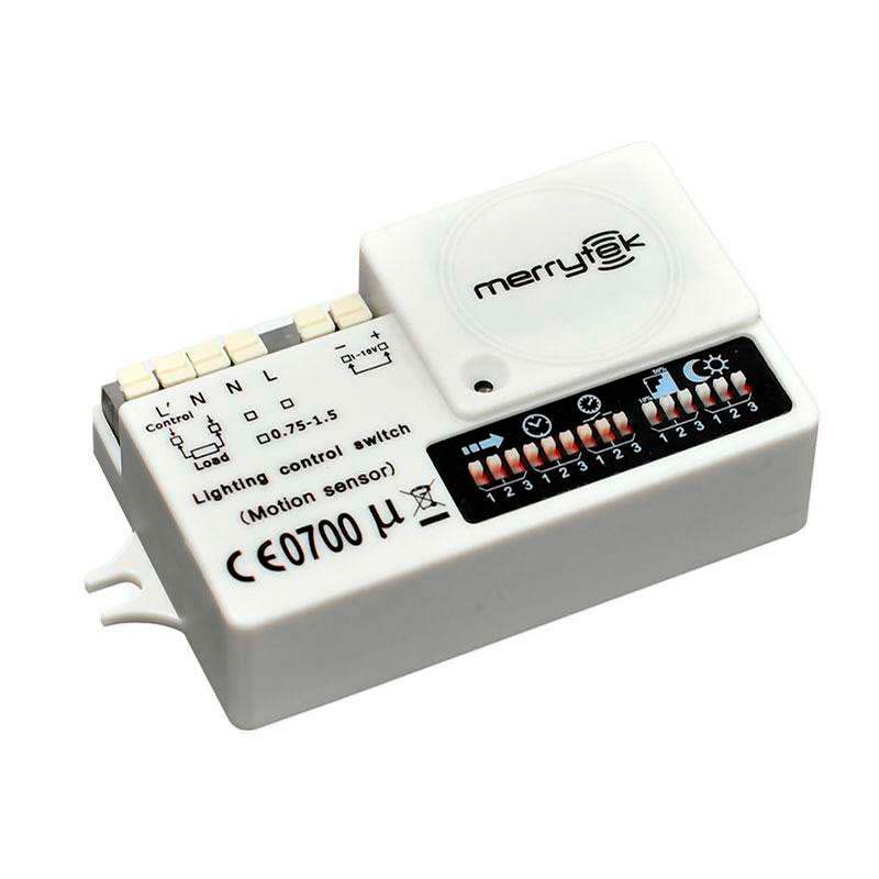 El Sensor de movimiento Merrytek MC003V dispone de una innovadora tecnología de detección con sistema HF de 5.8GHz que permite que el movimiento pueda ser detectado a través de distintos materiales como plástico, vidrio y materiales no metálicos delgados.