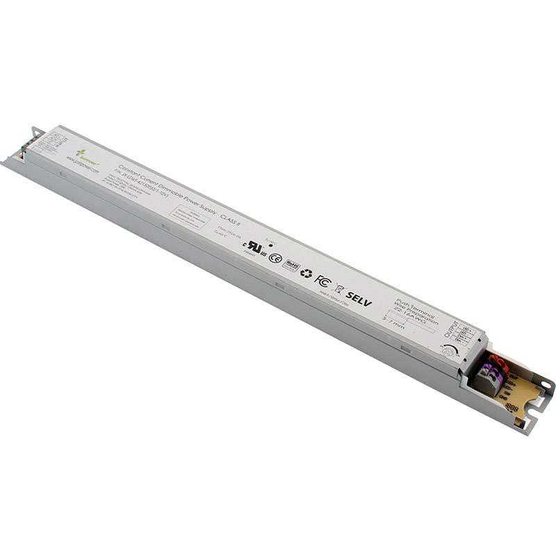 LED Driver SERK DC27-42V/70W/1500mA, regulación por dimmer 0-10V, Corriente Constante. Con unas dimensiones reducidas ideal para instalar en el interior de perfiles de aluminio de luminarias suspendidas.