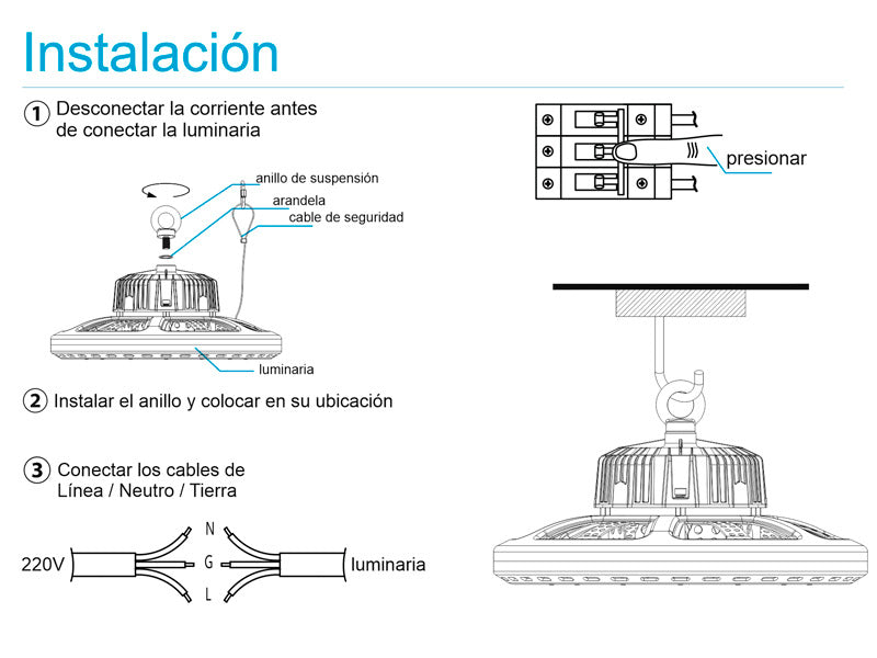 Campana Industrial LED 150W de alta potencia con sistema de alimentación IC DRIVER,  alimenta los diodos LED (encargados de proporcionar la luz) de forma directa sin intervención de componentes pasivos perecederos en el tiempo.