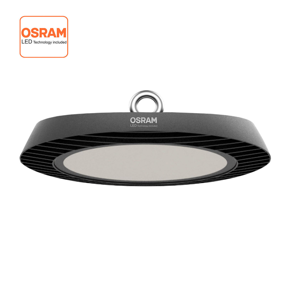 Campana LED industrial UFO Slim con 130lm/w para iluminación industrial profesional y de máxima calidad. Alta potencia y eficiencia, con chip LED OSRAM de alta luminosidad y máxima garantía. Diseñado para talleres, fábricas y almacenes. 5 años garantía.