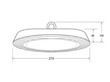 Campana LED industrial UFO Slim con 150lm/w para iluminación industrial profesional y de máxima calidad. Alta potencia y eficiencia, con chip LED OSRAM de alta luminosidad y máxima garantía.. Diseñado para talleres, fábricas y almacenes. 5 años garantía.