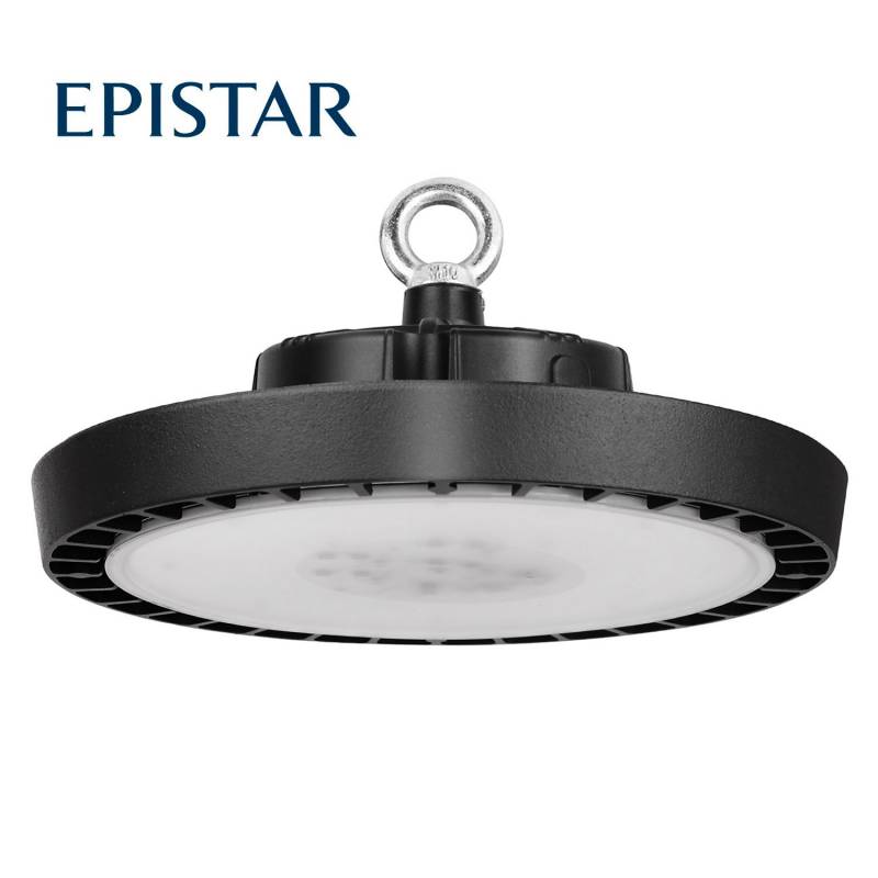 Campana LED industrial UFO Slim con 130lm/w para iluminación industrial profesional y de máxima calidad. Alta potencia y eficiencia y máxima garantía. Diseñado para talleres, fábricas y almacenes. Intensidad ajustable por TRIAC compatible con la mayoría de los reguladores del mercado.