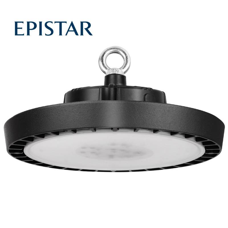 Campana LED industrial UFO Slim con 130lm/w para iluminación industrial profesional y de máxima calidad. Alta potencia y eficiencia y máxima garantía. Diseñado para talleres, fábricas y almacenes. Intensidad ajustable por TRIAC compatible con la mayoría de los reguladores del mercado.