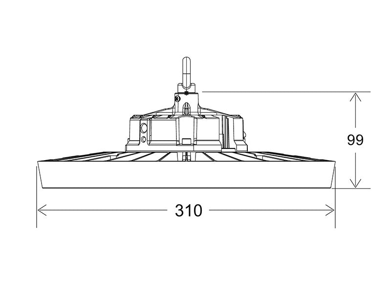 Campana LED industrial UFO Slim con 130lm/w para iluminación industrial profesional y de máxima calidad. Alta potencia y eficiencia y máxima garantía. Diseñado para talleres, fábricas y almacenes. Intensidad ajustable por TRIAC compatible con la mayoría de los reguladores del mercado.