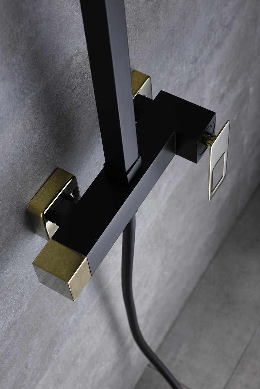 Conjunto Ducha Monomando Suecia Negro Oro [BDC032/NGOLD]