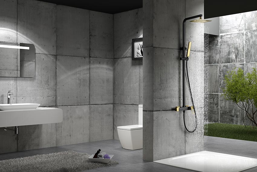 Conjunto Ducha Monomando Suecia Negro Oro [BDC032/NGOLD]