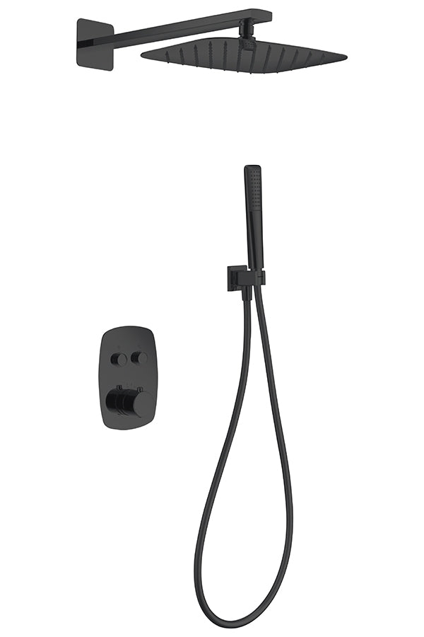 Conjunto Ducha Termostático Empotrado Hidra Negro Mate [GPH035/NG]