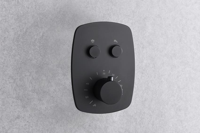 Conjunto Ducha Termostático Empotrado Hidra Negro Mate [GPH035/NG]