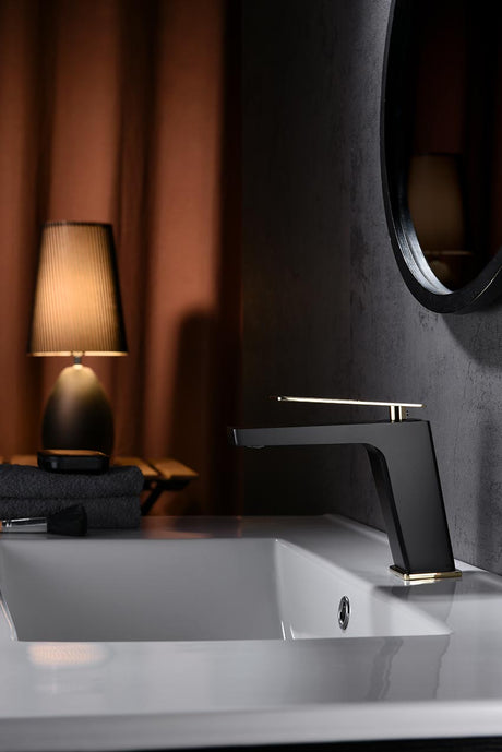 Monomando Lavabo Suecia Negro Oro [BDC032-1NGOLD]