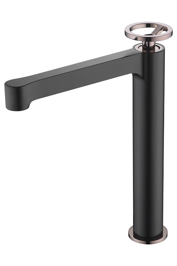 Monomando Lavabo Alto Olimpo Negro Oro Rosa [BDC033-3NOR]