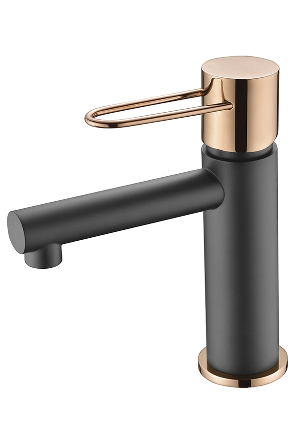 Monomando Lavabo Milos Negro Oro Rosa [BDY027-1NOR]