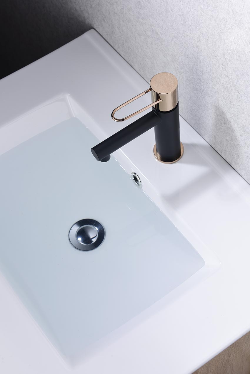 Monomando Lavabo Milos Negro Oro Rosa [BDY027-1NOR]