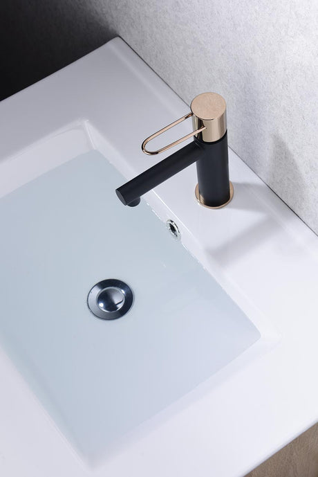 Monomando Lavabo Milos Negro Oro Rosa [BDY027-1NOR]