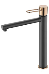 Monomando Lavabo Alto Milos Negro Oro Rosa [BDY027-3NOR]