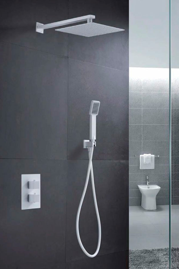 Conjunto Ducha Termostático Empotrado Cíes Blanco Mate [GPC009/BL]