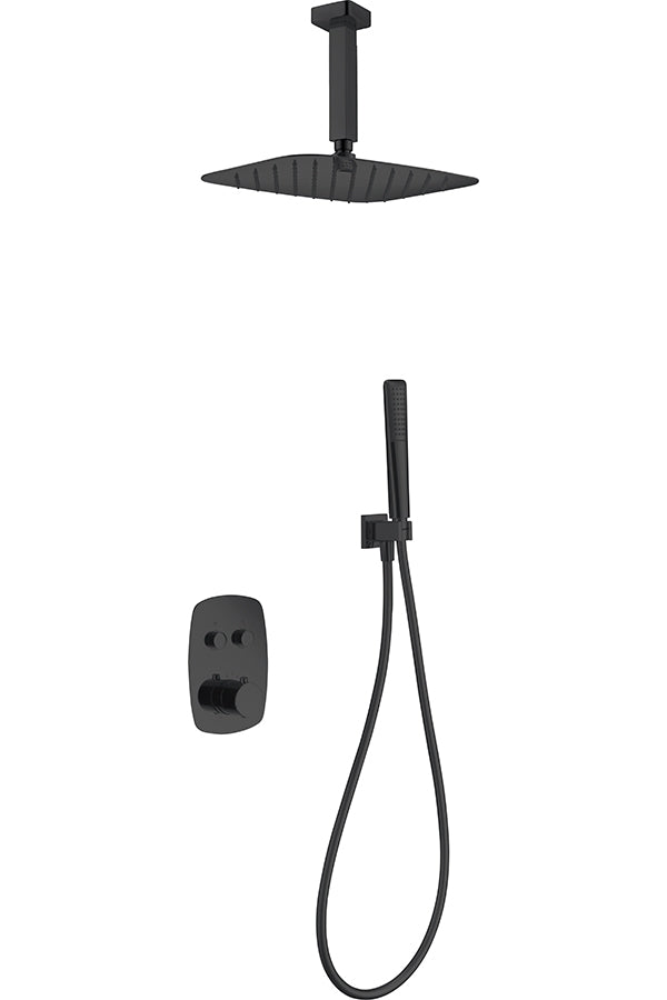 Conjunto Ducha Termostático Empotrado Feroe Negro Mate [GPF036/NG]