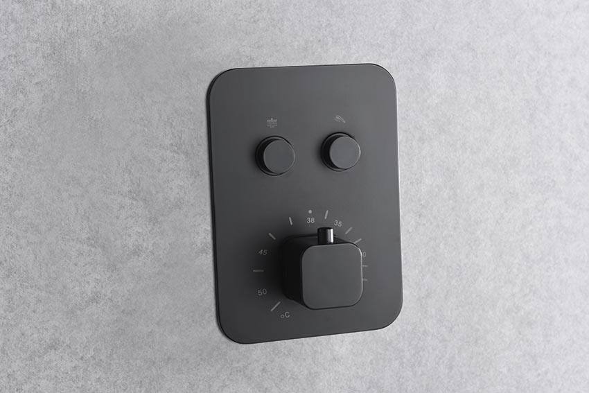 Conjunto Ducha Termostático Empotrado Madeira Negro Mate [GTM021/NG]