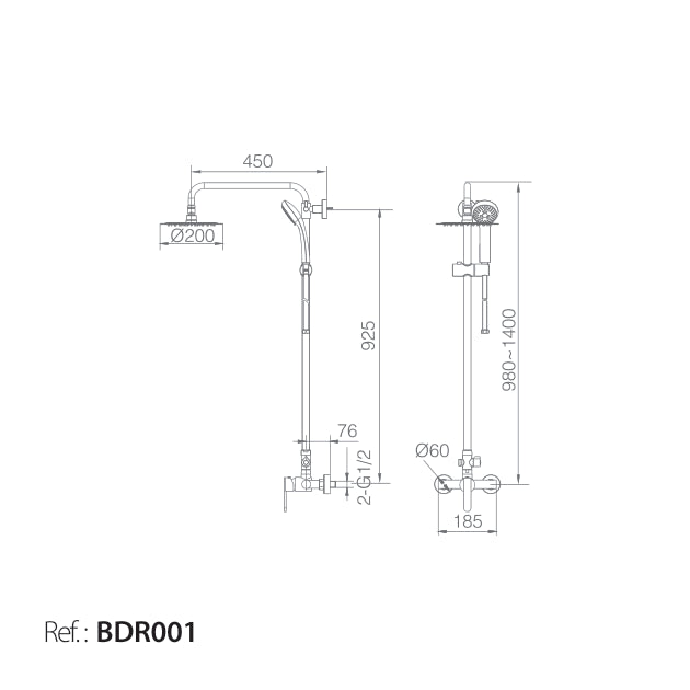 Conjunto Ducha Monomando Roma [BDR001]