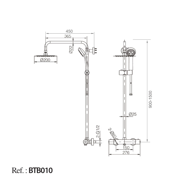 Conjunto Ducha Termostática Bled [BTB010]