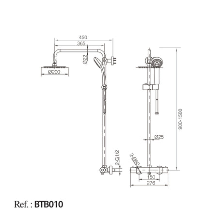 Conjunto Ducha Termostática Bled [BTB010]