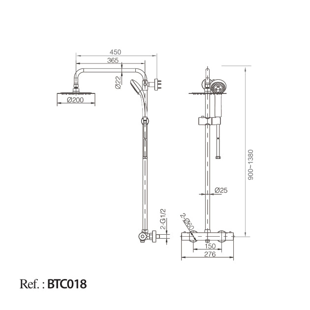 Conjunto Ducha Termostático Creta [BTC018]