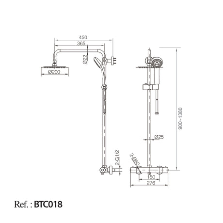 Conjunto Ducha Termostático Creta [BTC018]