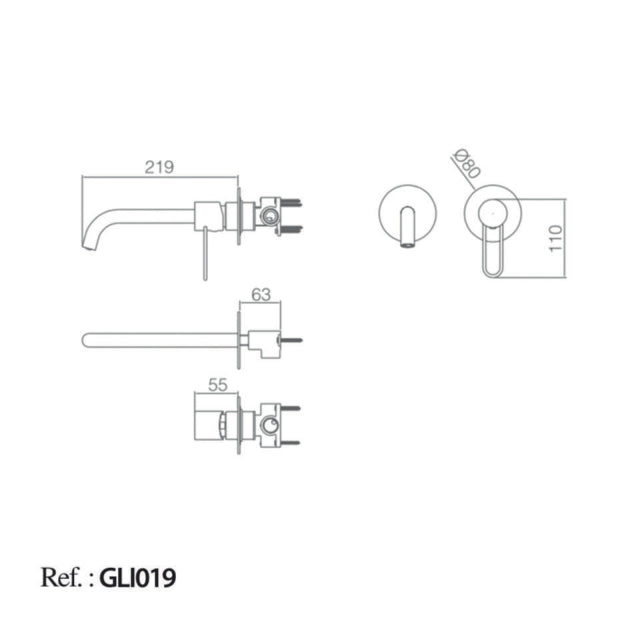 Monomando Empotrado Lavabo Milos Negro Oro Rosa [GLI019/NOR]
