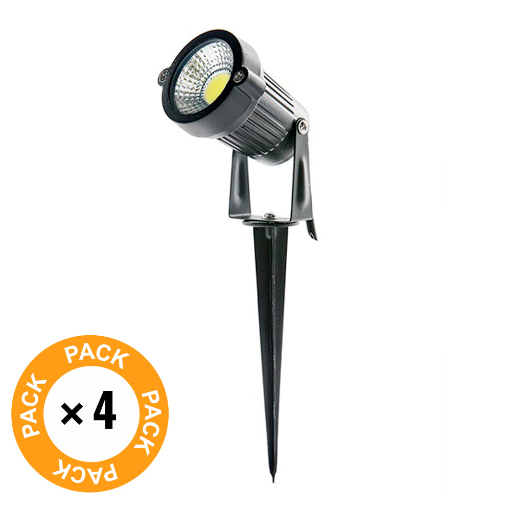 Pack 4 Focos LED Pincho Jardín 5W 450Lm 6000ºK 30.000H [SL-SL-C10-5W-CW-PK4-AP]