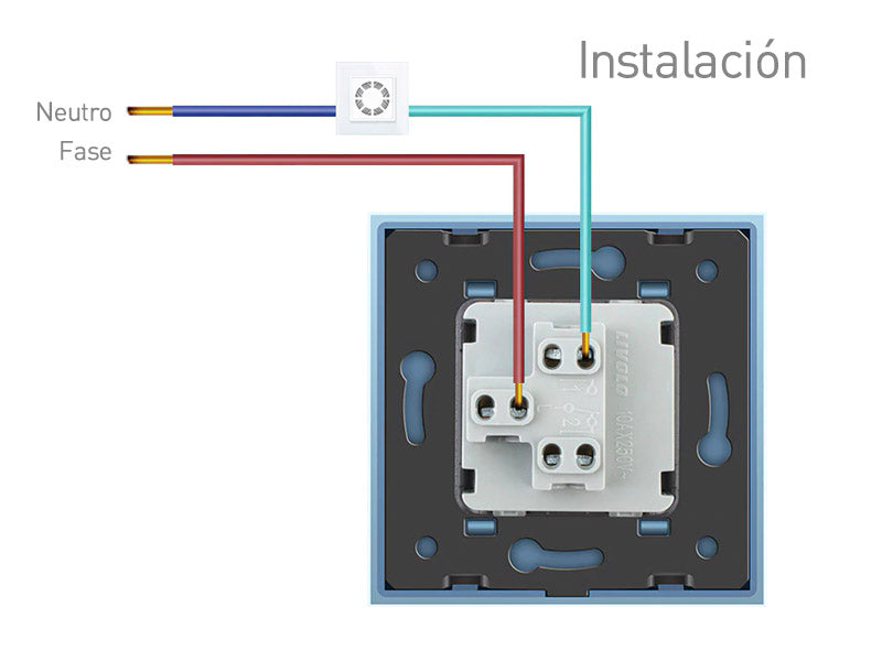 Mecanismo de empotrar EU, pulsador. Con tecla y marco de cristal de color blanco. Incluye marco metálico y panel frontal de cristal.