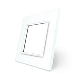 Frontal de cristal templado de 1 módulo hueco, color blanco. Marco para mecanismo de cristal de un modulo hueco. Incluye marco interior del color del frontal.