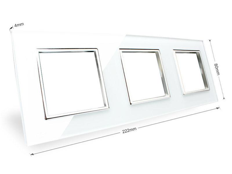 Frontal de cristal templado de 3 módulos: 3x huecos color blanco. Incluye marco interior del color del frontal.