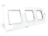 Frontal de cristal templado de 3 módulos: 3x huecos color blanco. Incluye marco interior del color del frontal.