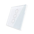 Frontal de cristal templado de 1 módulo + 3 botones dimmer, color blanco