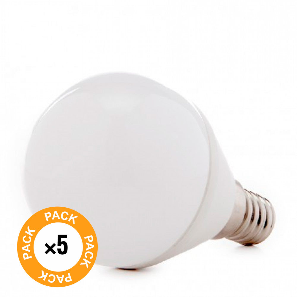 Pack 5 Bombillas LED E14 5W 410Lm 6000ºK 30.000H [HO-P45-E14-5W-RC-CW-PK5-AP]