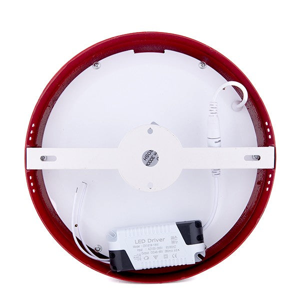 Plafón de Techo de LEDs Circular de Superficie Ø215mm 18W 1450Lm 30.000H Color Rojo