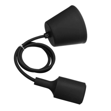 Portalámparas E27 con cable eléctrico 2x075mm textil, rosetón y portalámparas de PVC. Ideal para crear un ambiente moderno y minimalista. Diseño sencillo y de fácil instalación.