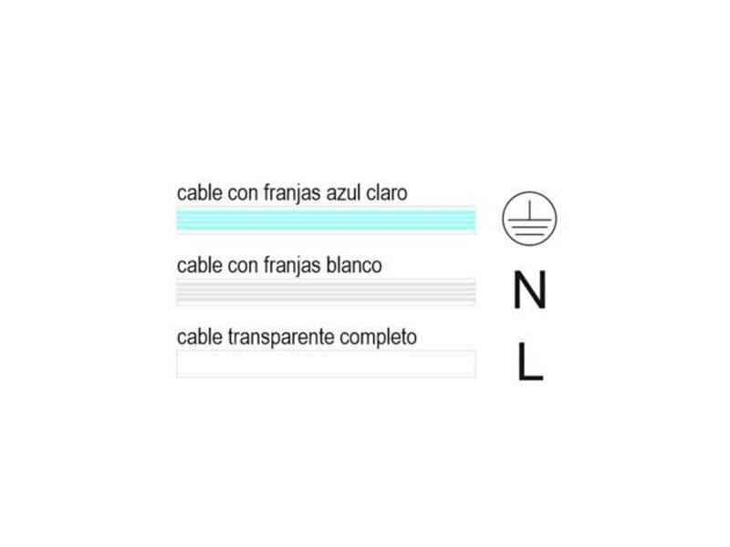 Cable eléctrico con cubierta transparente de 3 hilos color silver y con longitud de 1,20 metros. y extremos estañados.