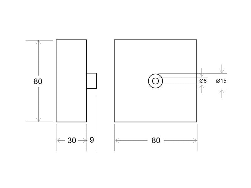Florón cuadrado lacado color negro mate, 80x80x30mm. Facilita la instalación y oculta los cables de conexión de las lámparas suspendidas.