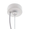 Kit de suspensión que incluye: Florón redondo blanco Ø75x28mm, cable redondo de 3 hilos de 0.75mm y 1.5m de longitud. Cable de acero de suspensión con pasador sujetables, clip de conexión rápida de cables y tornillos de sujección.