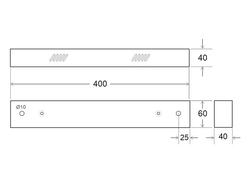 Florón rectangular blanco, 400x60x40mm