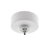 Florón redondo lacado color blanco mate, Ø75x28mm. Facilita la instalación y oculta los cables de conexión de las lámparas suspendidas.