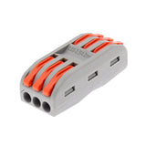 Conector rápido ideal para la conexión rápida de cables de sección desde 0.08 hasta 2,5 mm2. Terminal de conexión para cables de dos hilos.