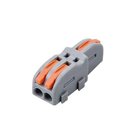 Conector rápido con 1 entrada para cables de sección 0.2-4mm2 y salida para 2 cables de sección 0.2-2.5mm2 - 250V / 32A Nylon/PC. Facilita y organiza las instalaciones eléctricas.