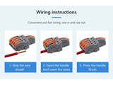 Conector rápido con 1 entrada para cables de sección 0.2-4mm2 y salida para 2 cables de sección 0.2-2.5mm2 - 250V / 32A Nylon/PC. Facilita y organiza las instalaciones eléctricas.