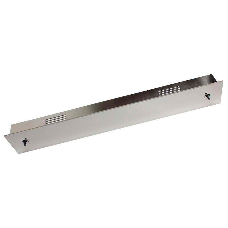 Florón rectangular fabricado en acero inoxidable pulido, 500x70x40mm