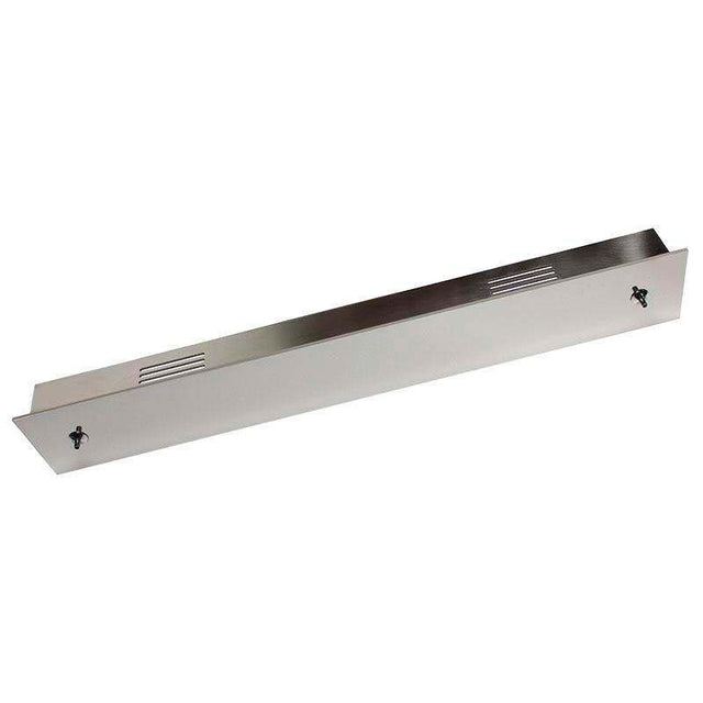 Florón rectangular fabricado en acero inoxidable pulido, 500x70x40mm
