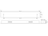Florón rectangular fabricado en acero inoxidable pulido, 500x70x40mm
