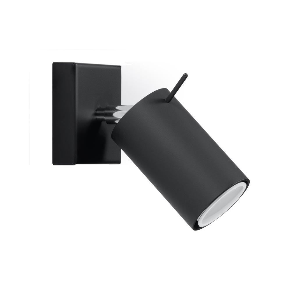 Aplique de pared RING negro, GU10