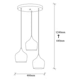 Lámpara Colgante "Dodo - 6276" Metal Negro 3 x E27 [OPV-584TTM1401] - Sin Bombilla